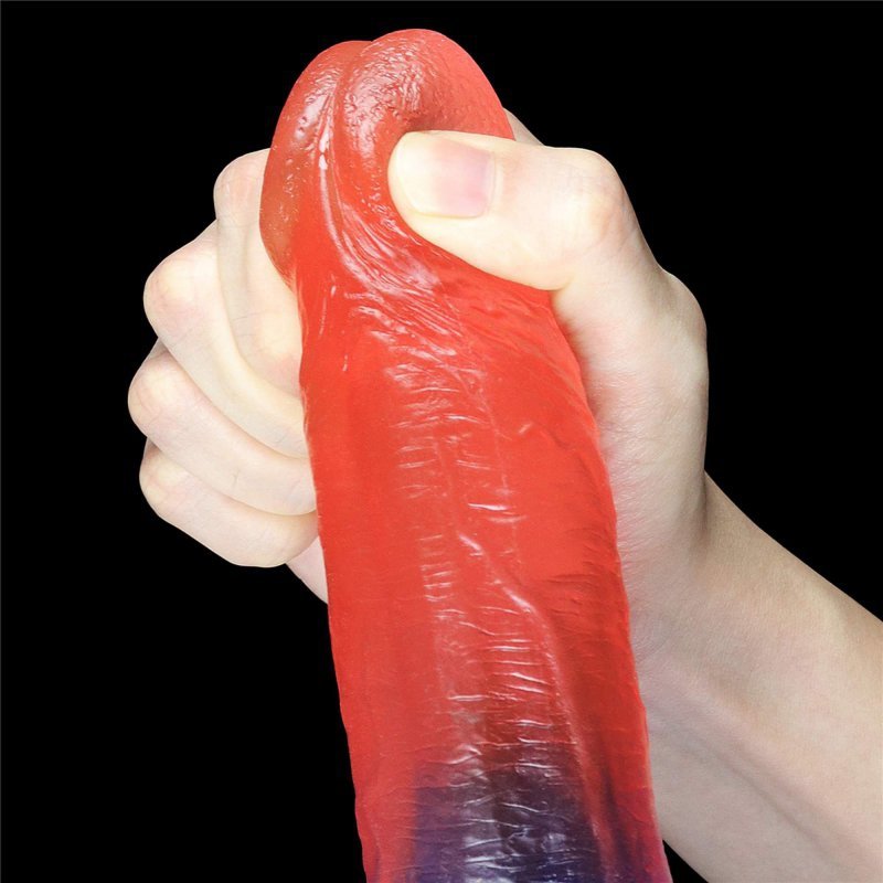 Żelowy penis dildo z przyssawką dwukolorowy 22 cm