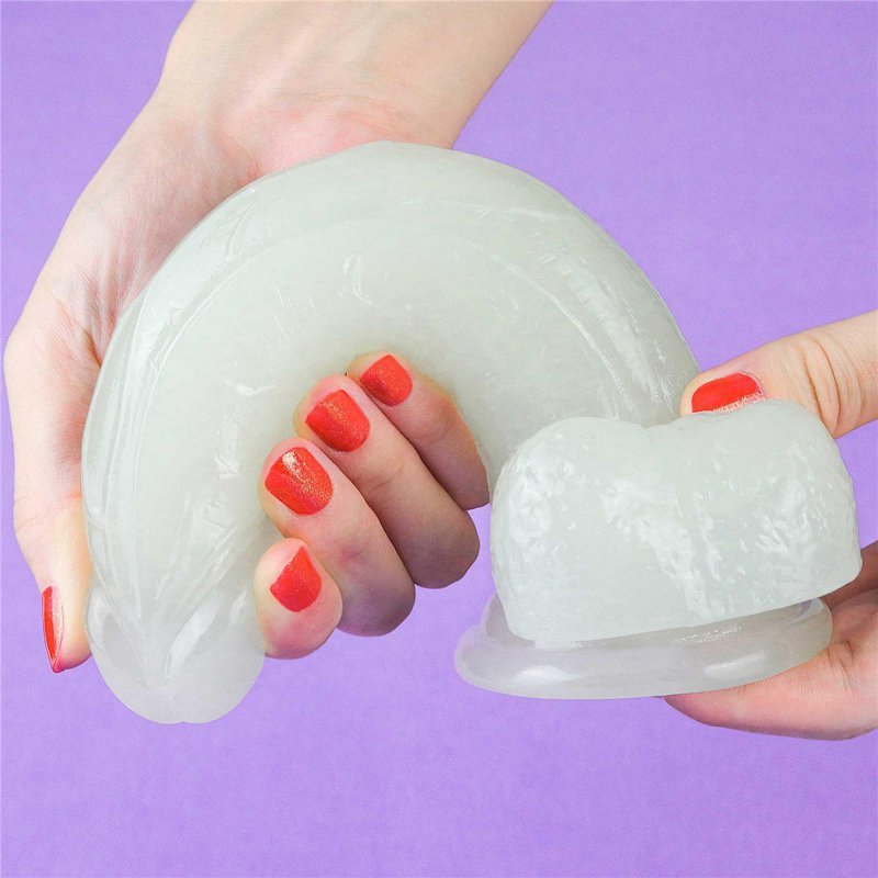 Świecący w ciemności dildo penis niebieski Lovetoy 19 cm