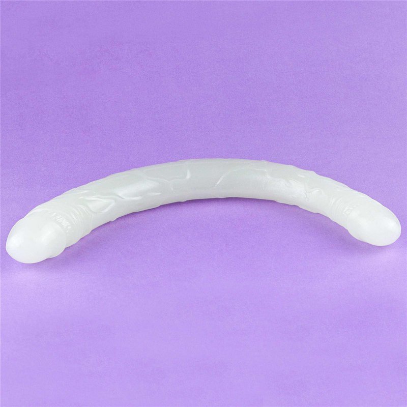 Dwustronne podwójne dildo świecące w ciemności 37 cm