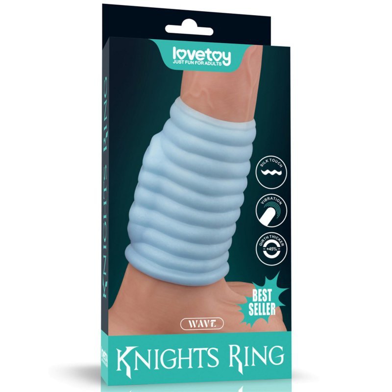 Wibrujący kołnierz na penisa Vibrating Wave Knights Ring (Blue)
