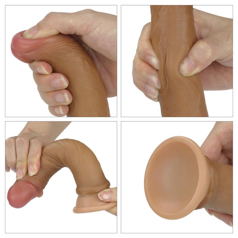 Dwuwarstwowe realistyczne dildo na przyssawce 17,5 cm