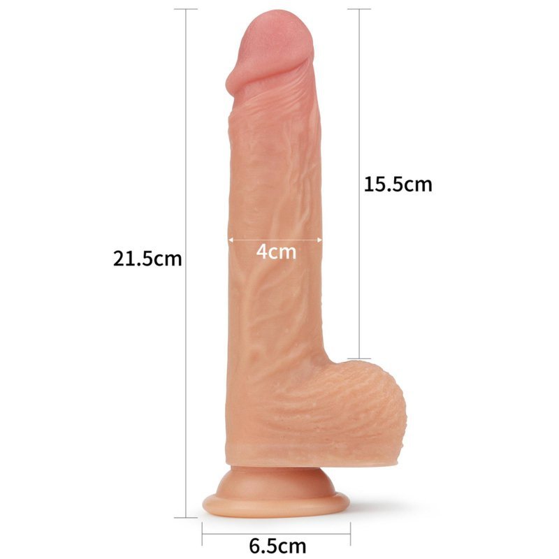 Wibrator rotacyjny dildo z jądrami na przyssawce 21,5 cm
