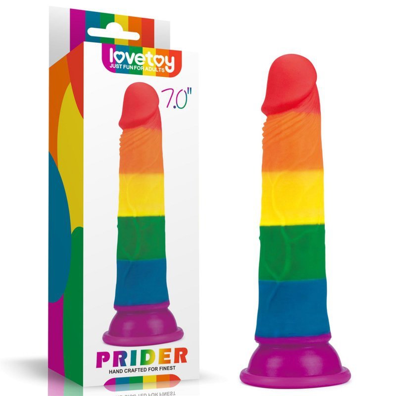 Kolorowe dildo na przyssawce tęczowe lgbt 17,5 cm