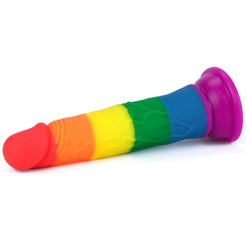 Kolorowe dildo na przyssawce tęczowe lgbt 17,5 cm