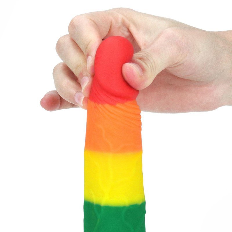 Kolorowe dildo na przyssawce tęczowe lgbt 17,5 cm