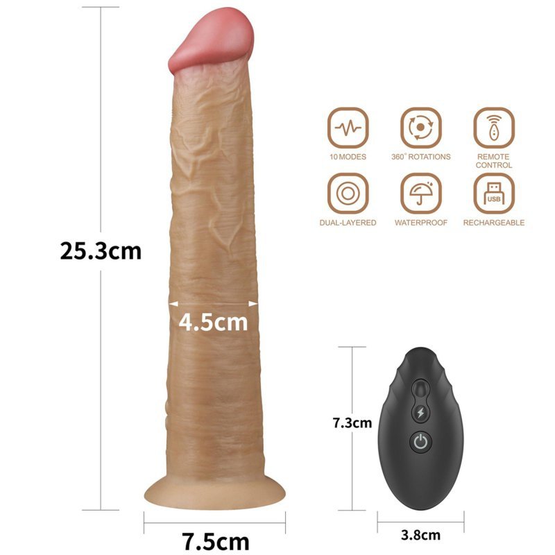 Wibrator rotacyjny dildo na przyssawce 25,5 cm