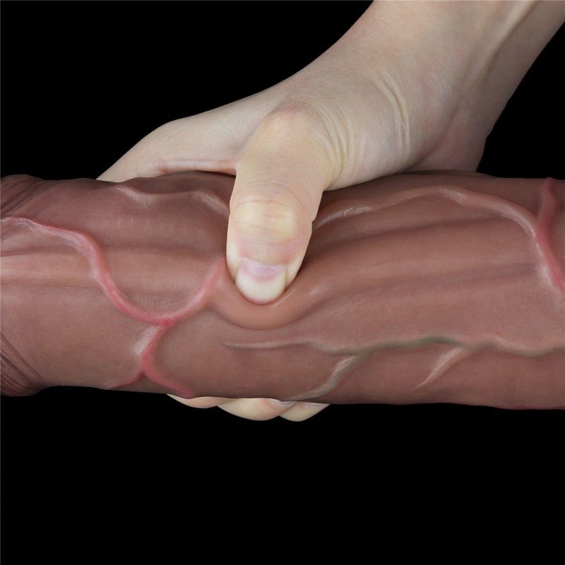 Dwuwarstwowe realistyczne dildo na przyssawce 29 cm