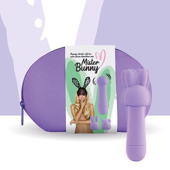 Uroczy masażer króliczek z nakładkami FeelzToys Mister Bunny fiolet
