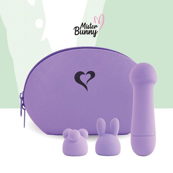 Uroczy masażer króliczek z nakładkami FeelzToys Mister Bunny fiolet