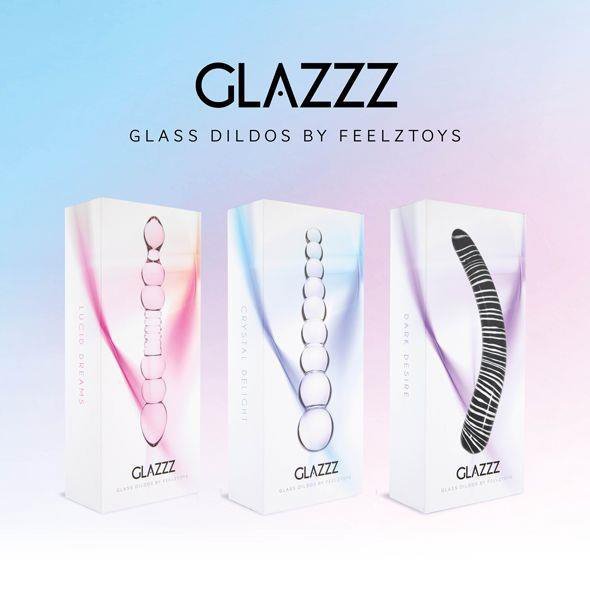 Szklane dwustronne dildo z grzbietami lesbijskie różowe 22 cm