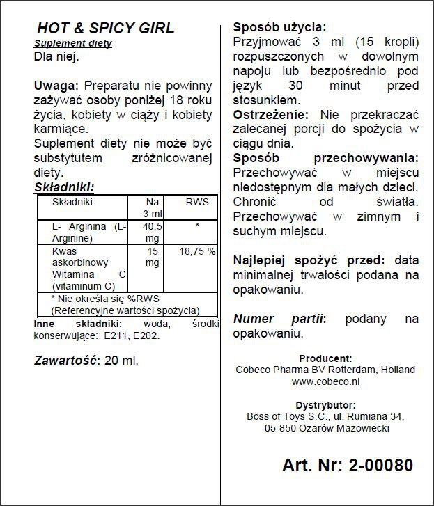 Krople zwiększające pożądanie Hot Spicy Girl 20 ml
