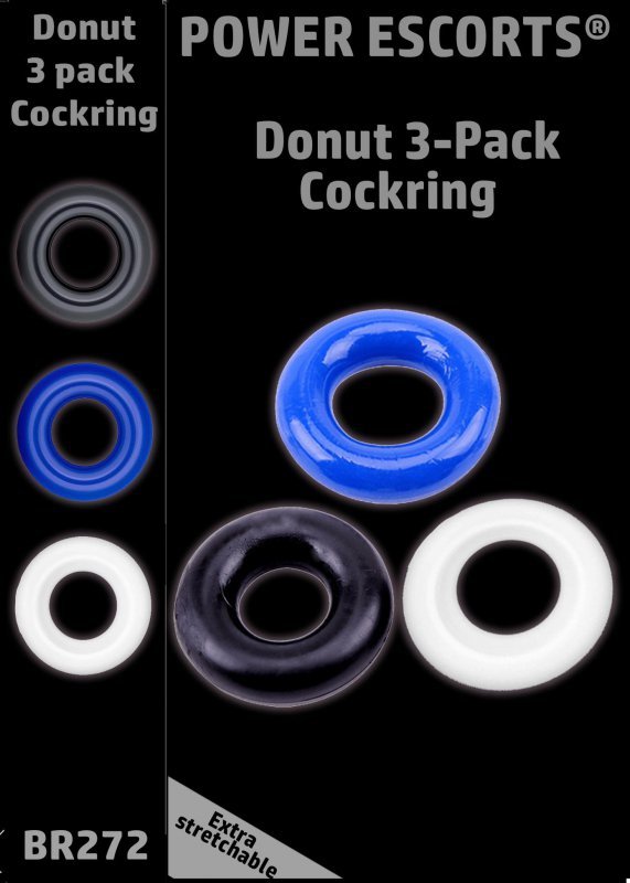 Ring donut cockring 3 pack colors blue/clear/black