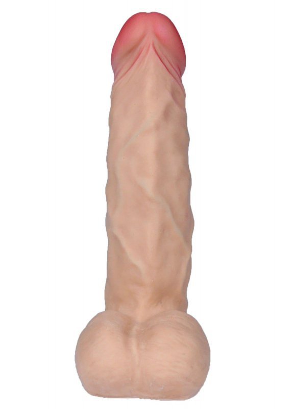 Elastyczne dildo z jądrami cyber skóra z kręgosłupem 21 cm