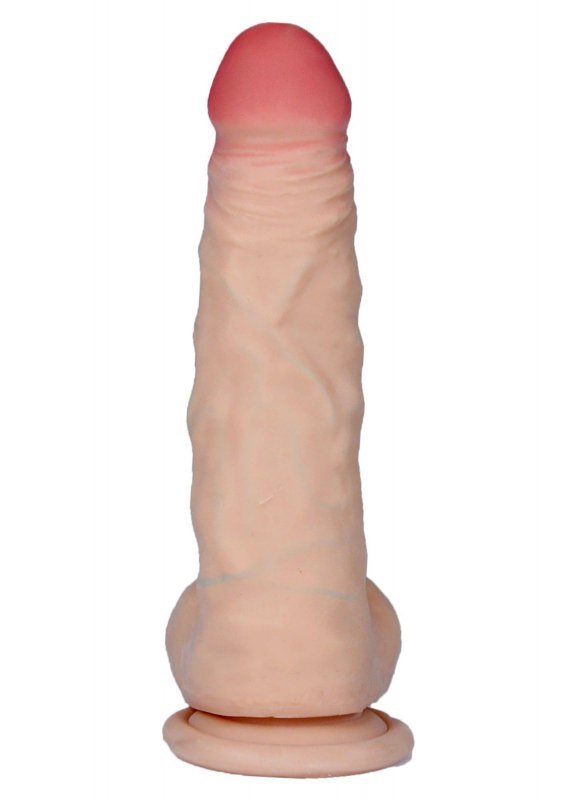 Miękki realistyczny wibrator dildo z jądrami na pilota 19cm
