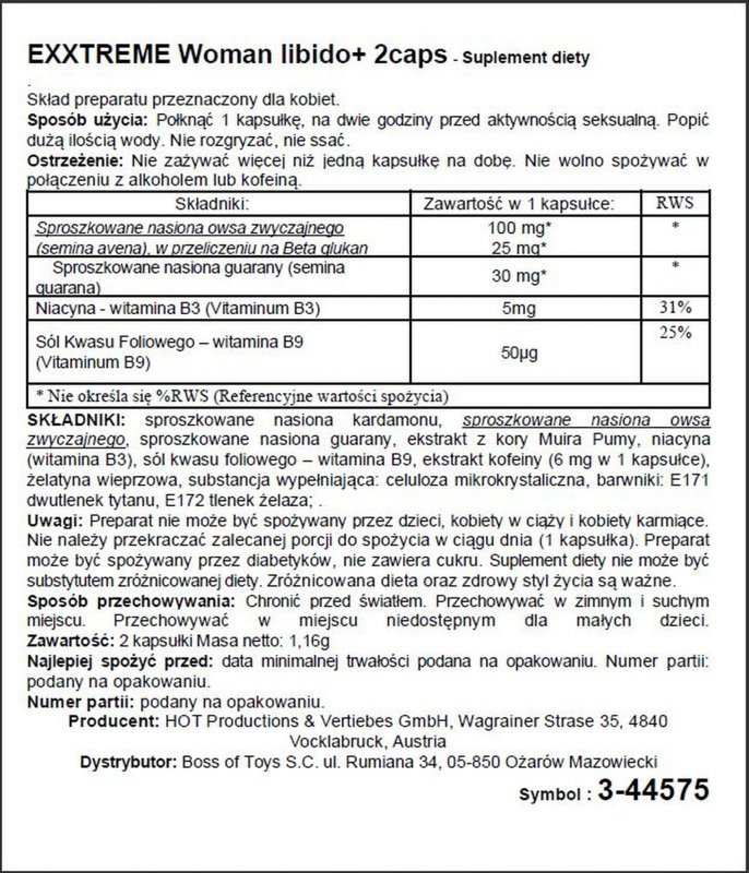 Kapsułki zwiększające podniecenie eXXtreme  2 tabl