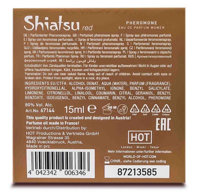 Perfumy z feromonami dla kobiet Shiatsu Pheromon Fragrance woman red 15 ml
