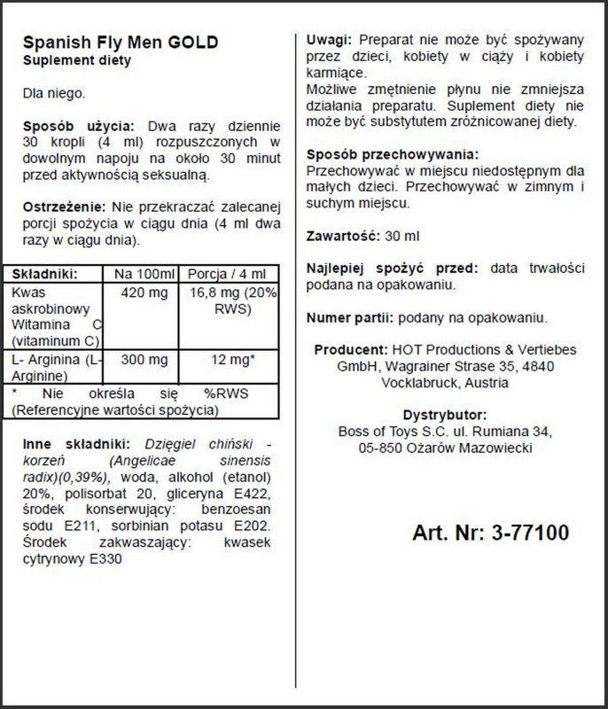 Krople pobudzające hiszpańska mucha