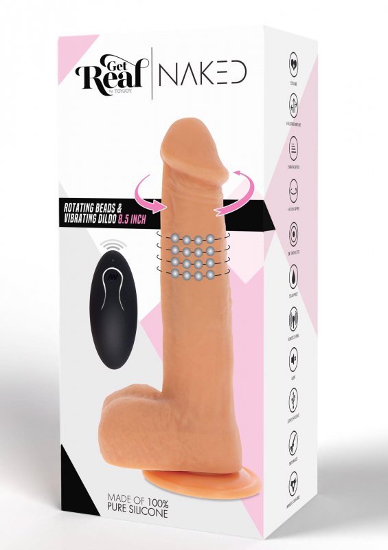 Rotating beads vibrating dildo