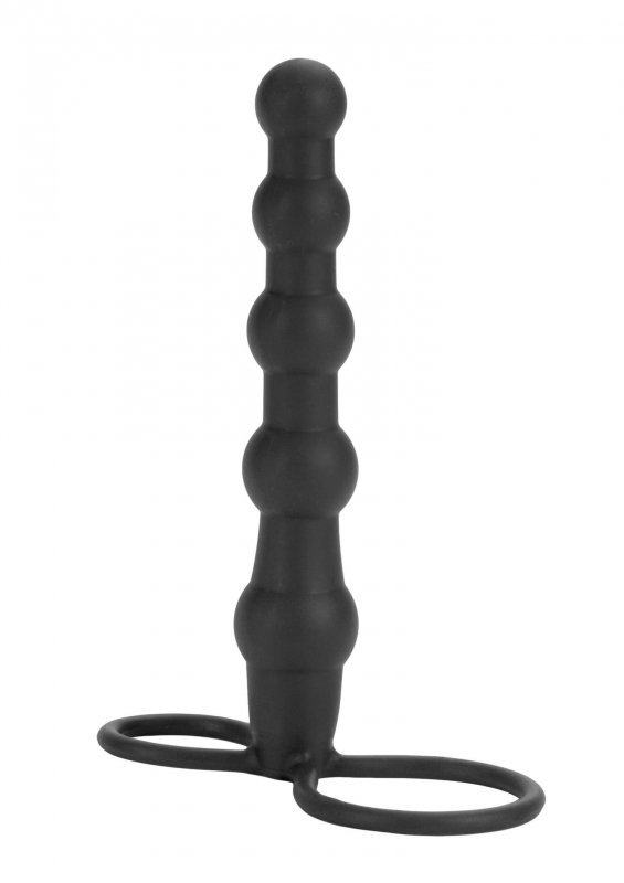 Strap-on nakładka na penis z dwoma pierścieniami koraliki analne 