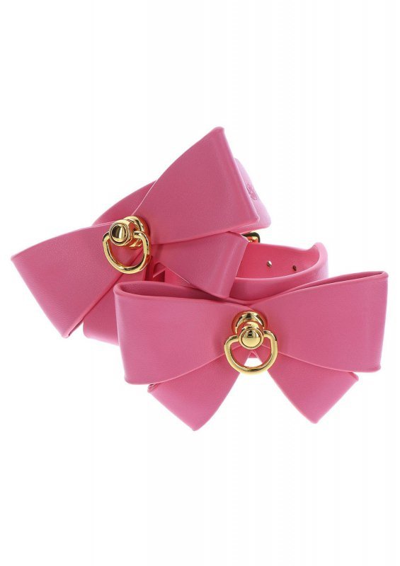 Różowe kajdanki erotyczne kokardki Wrist Cuffs Set
