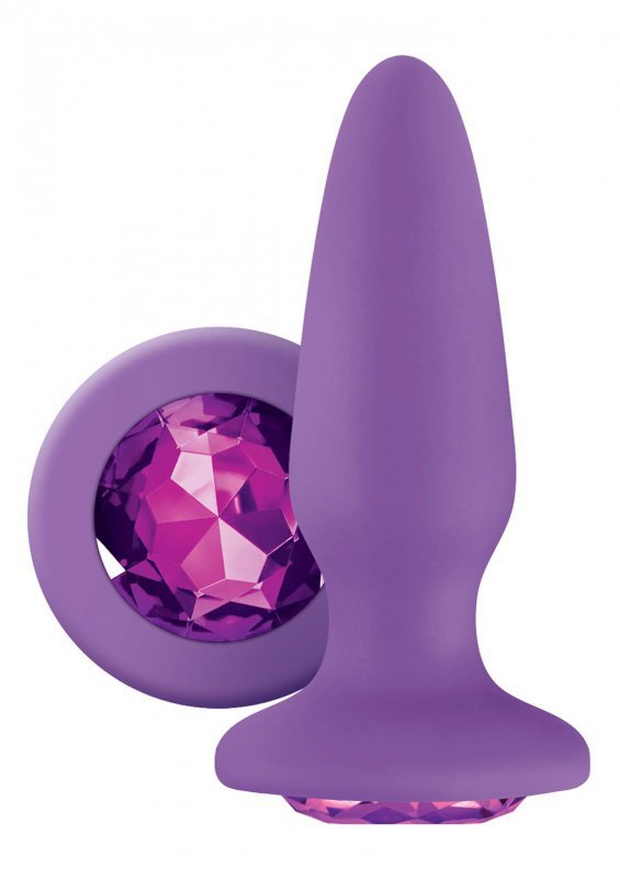 Fioletowy korek analny plug wtyczka stożek z eleganckim diamentem