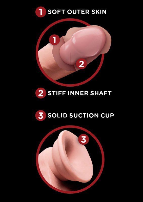 Żylasty penis z przyssawką dildo z ruchomymi jądrami 20 cm