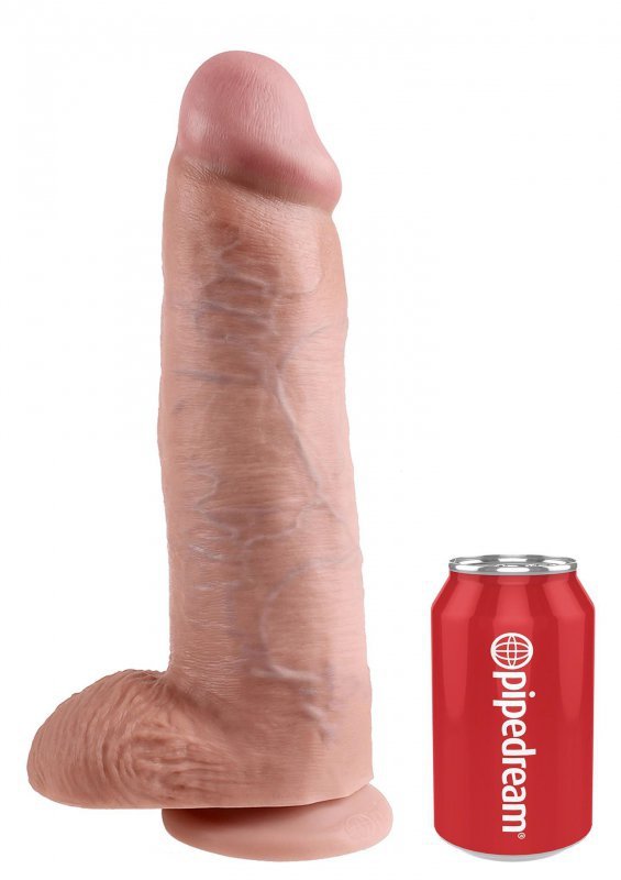 Duże cieliste dildo sztuczny penis z jądrami 30 cm