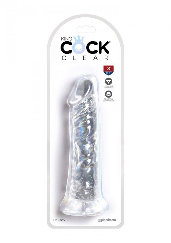 Dildo bez jajek na przyssawce clear 20 cm