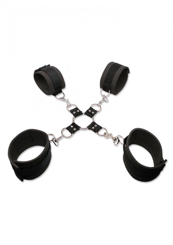 Zestaw krzyżak + kajdanki na ręce i nogi bondage