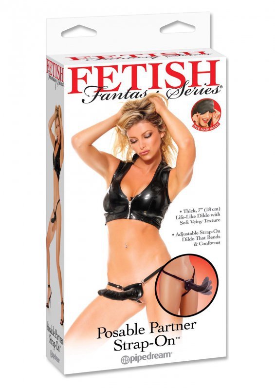 Strap-on z elastycznym dildem żylasty penis dla lesbijek 18 cm