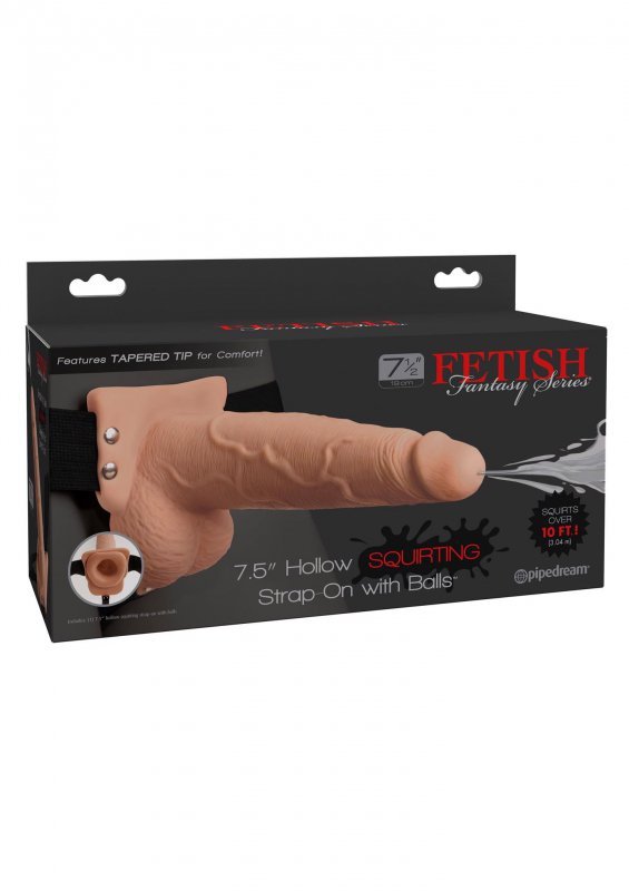 Realistyczne żylaste dildo strap on proteza sztuczny penis z wytryskiem 19 cm