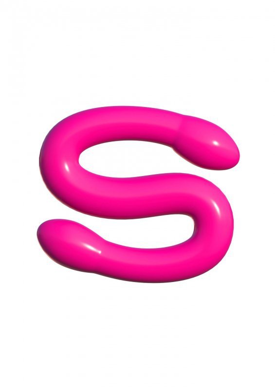 Gumowe gładkie dildo dwustronne różowe 43 cm