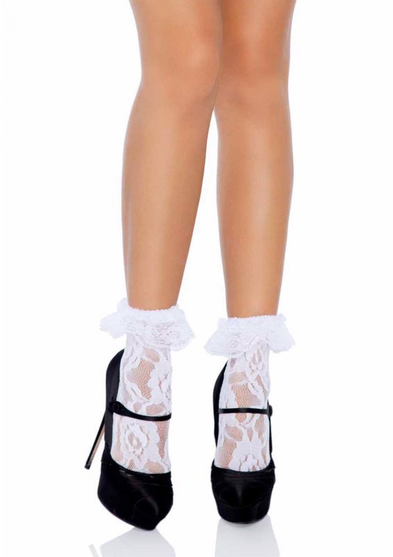 Skarpetki Lace anklet with ruffle white os