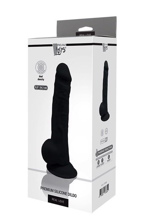 Czarne żylaste dildo penis na przyssawce 24 cm