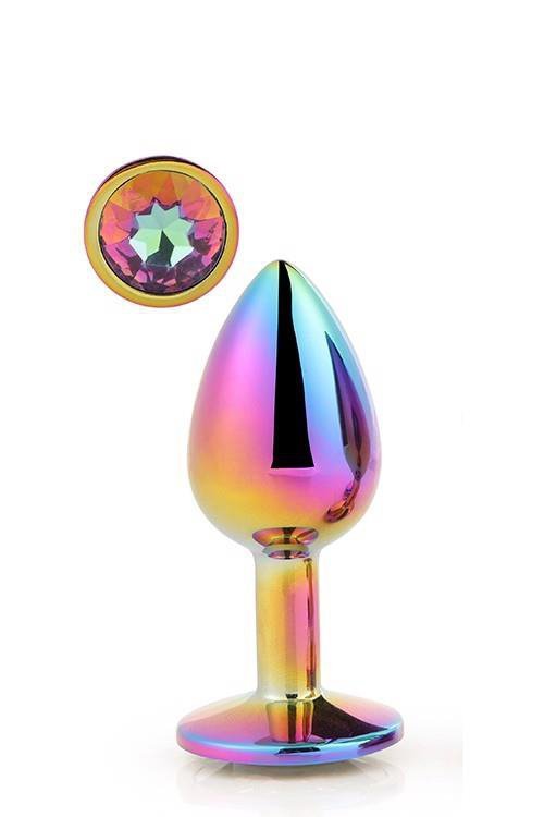 Duży klasyczny korek analny zatyczka plug multicolor z kryształem