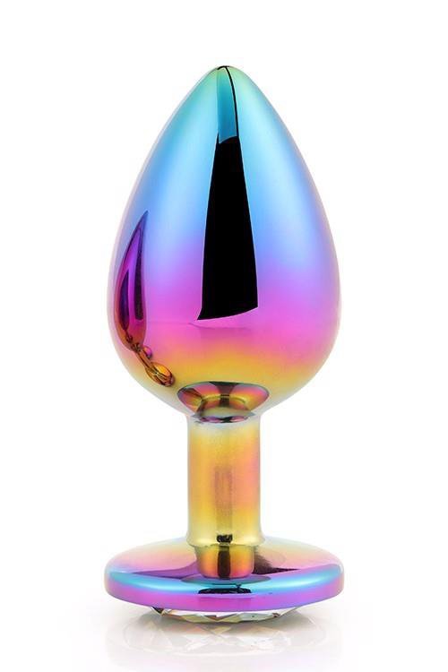 Duży klasyczny korek analny zatyczka plug multicolor z kryształem