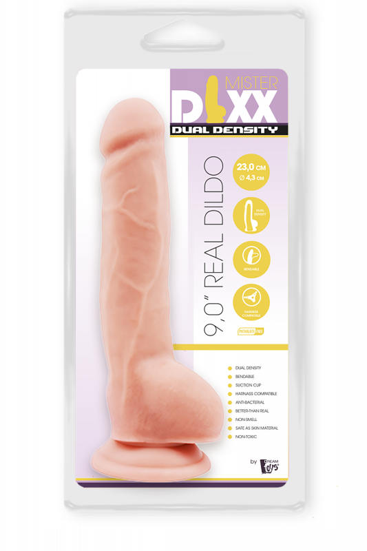 Realistyczne dildo z jądrami cyber skóra na przyssawce 23 cm