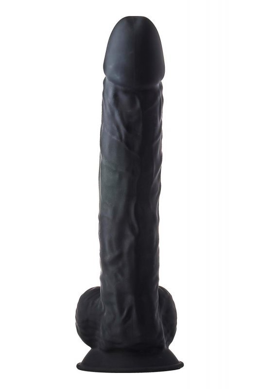 Naturalny penis dildo z przyssawką i jądrami czarny wielki XXXL 38 cm