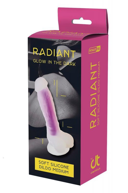 Radiant dildo świecące w ciemności średni rozmiar niebieskie