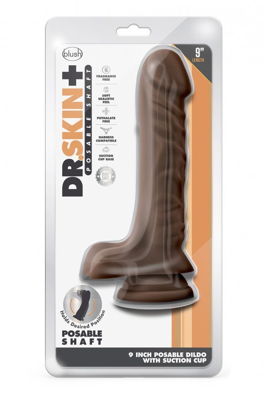 Prawdziwy penis dildo na przyssawce HQ czekolada 23 cm