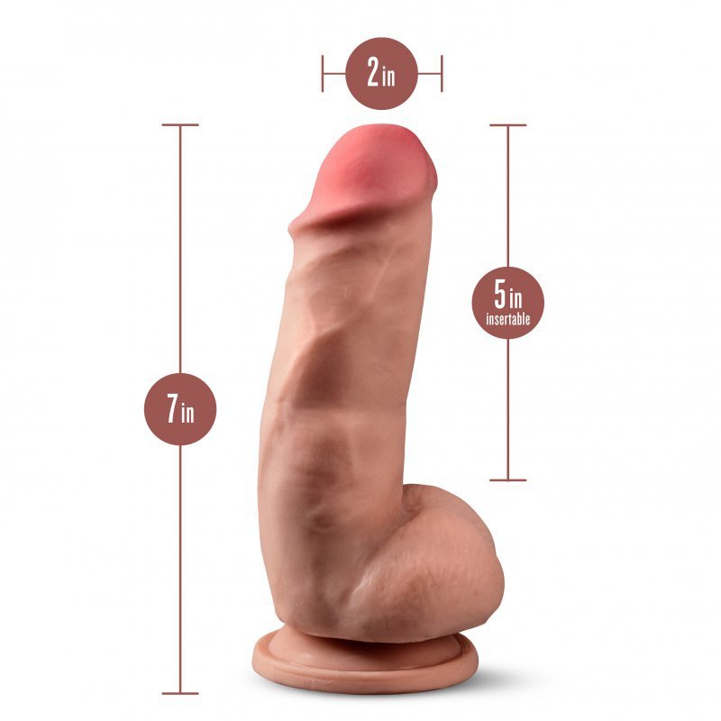 Dr. Skin plus  7 inch girthy posable dildo with balls  mocha