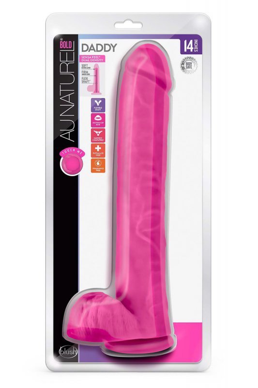 Gigantyczne różowe  dildo z jądrami penetrator waginy 35,5 cm