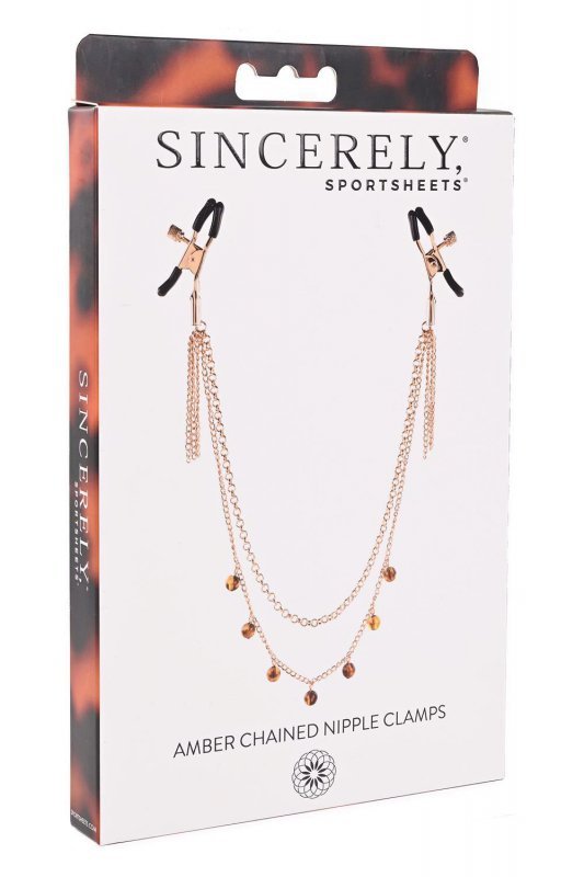 Sportsheets Amber chained nipple clamps
