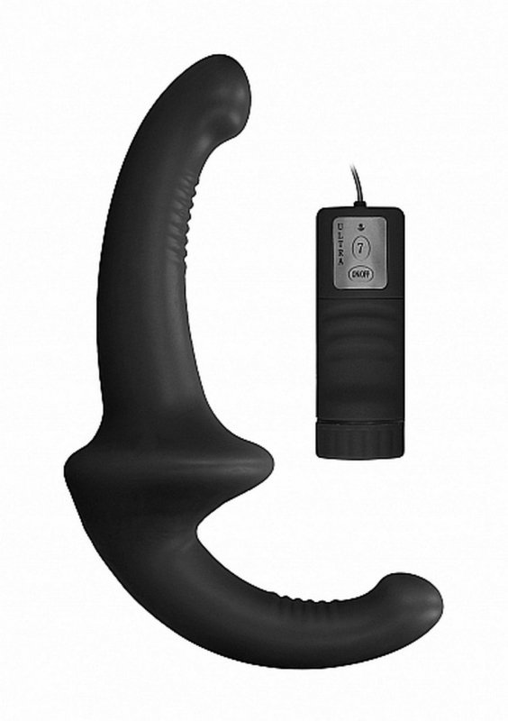 Vibrating silicone strapless strapon - black