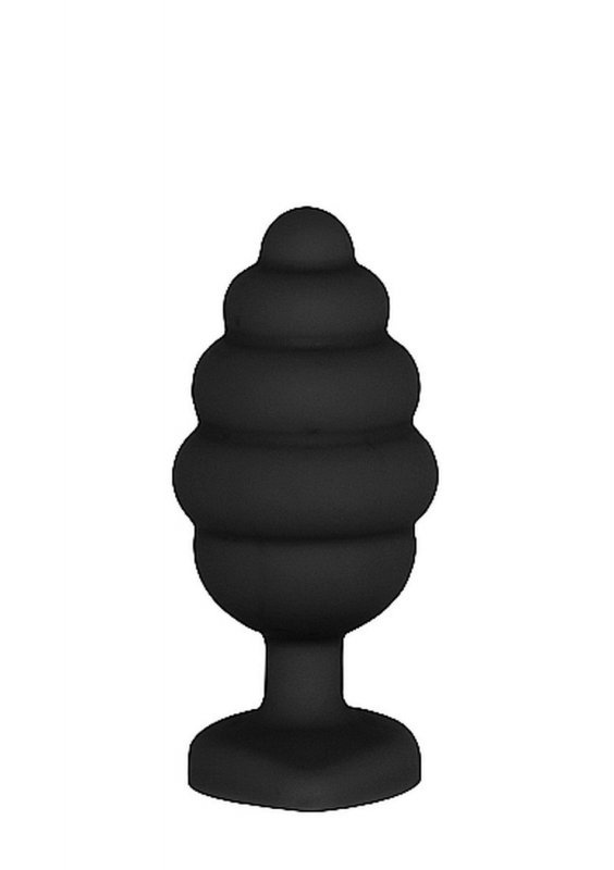 Spiralny korek analny zatyczka plug serce z diamentem czarny