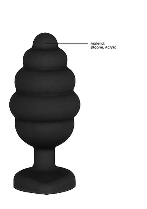 Duży spiralny korek analny plug serce z diamentem czarny