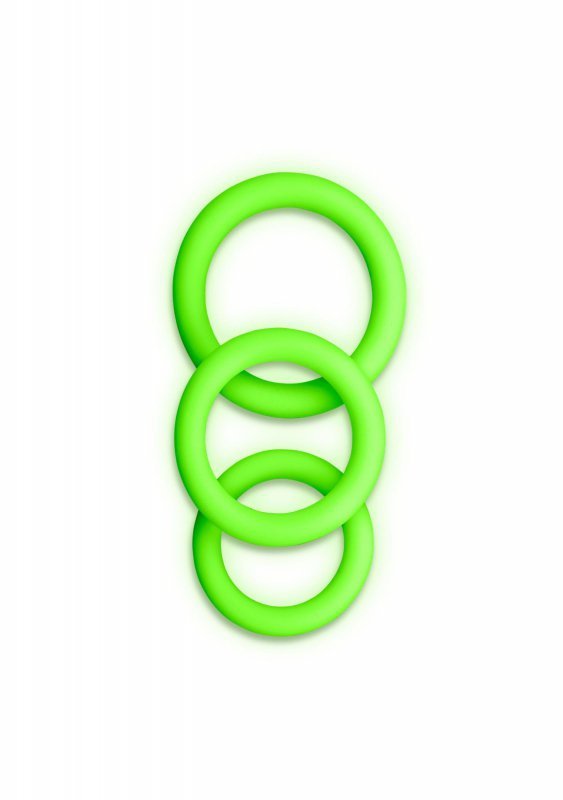 3 pcs Cock Ring Set - Glow in the Dark - neon green