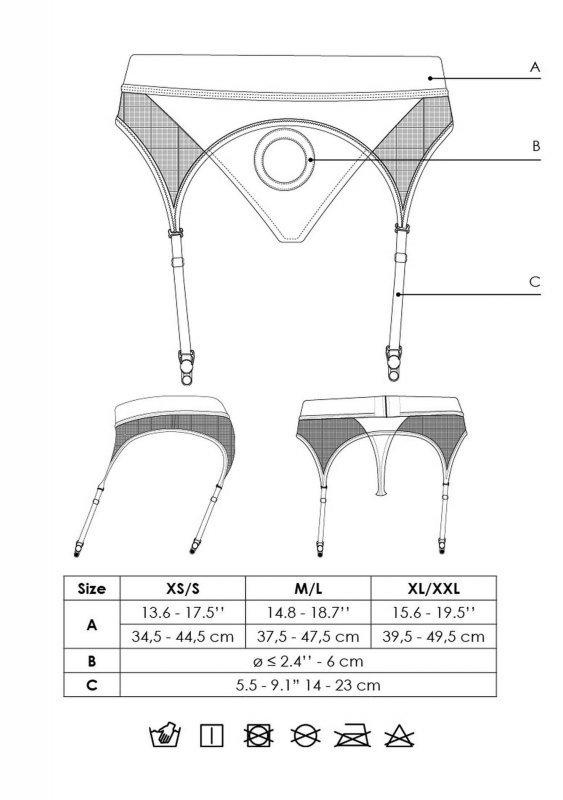 Vibrating Strap-on Thong with Adjustable Garters - XL/XXL