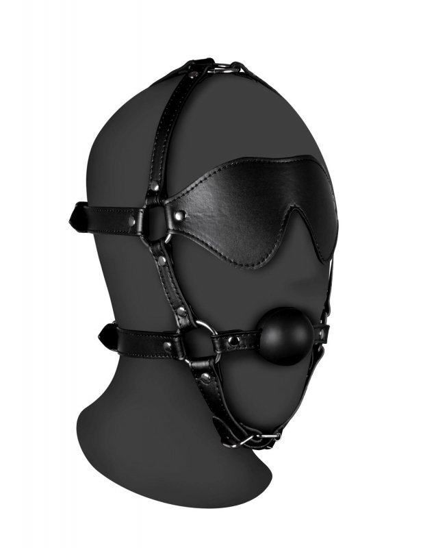 harness męski maska z kneblem