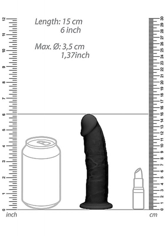 Czarne dildo bez jąder na przyssawce 15,3 cm